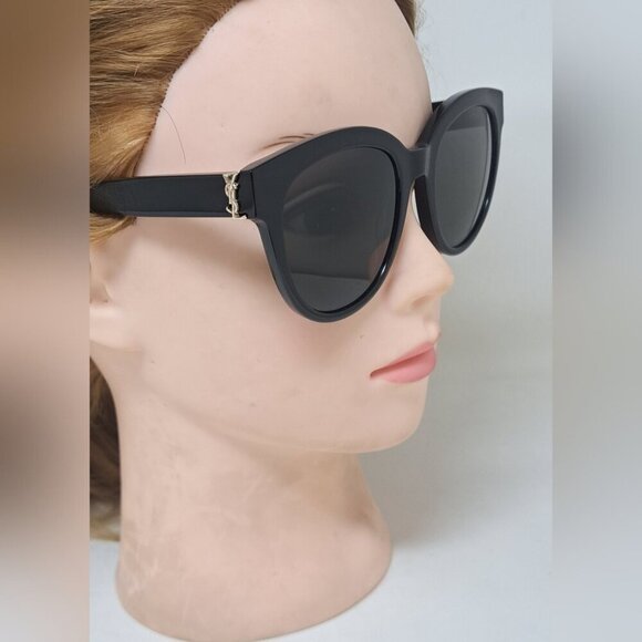 Saint Laurent Women\'s Sunglasses Black Gold YSL Temple Logo SL M29 003 52-21-140 main image 12